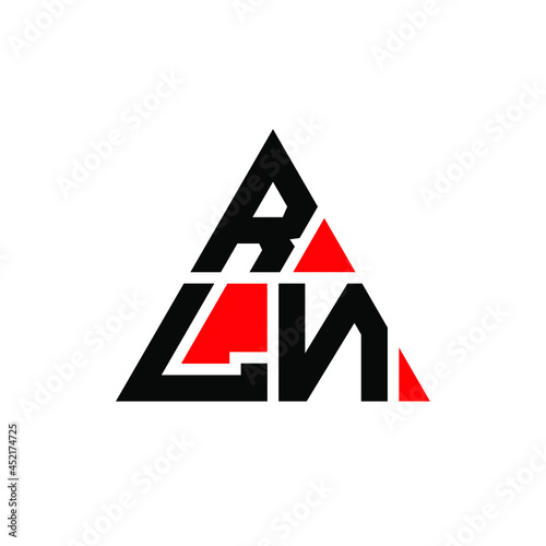 RLN triangle letter logo design with triangle shape. RLN triangle logo design monogram. RLN triangle vector logo template with red color. RLN triangular logo Simple  Elegant  and Luxurious Logo. RLN 