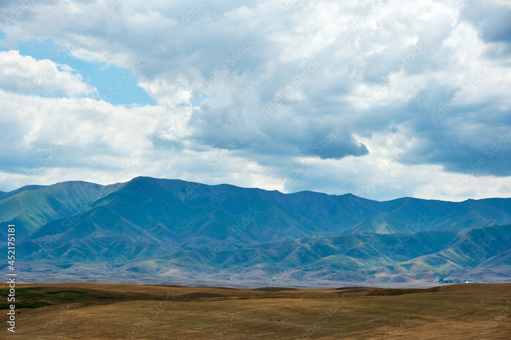 Nature of the Kazakhstan Republic, steppes and hills, mountains and sky