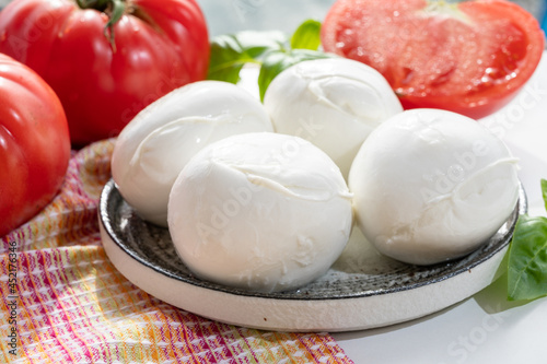 Принти на полотні Cheese collection, fresh Italian soft cheese mozzarella di bufal campana served