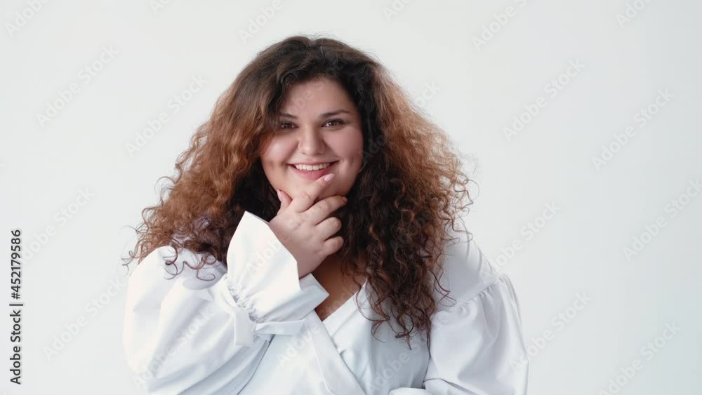 pleasant surprise amazed curvy woman happy news pleasant surprise amazed curvy woman happy news