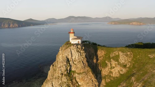 Lighthouse Baluzek on the coast of the Sea of Japan photo