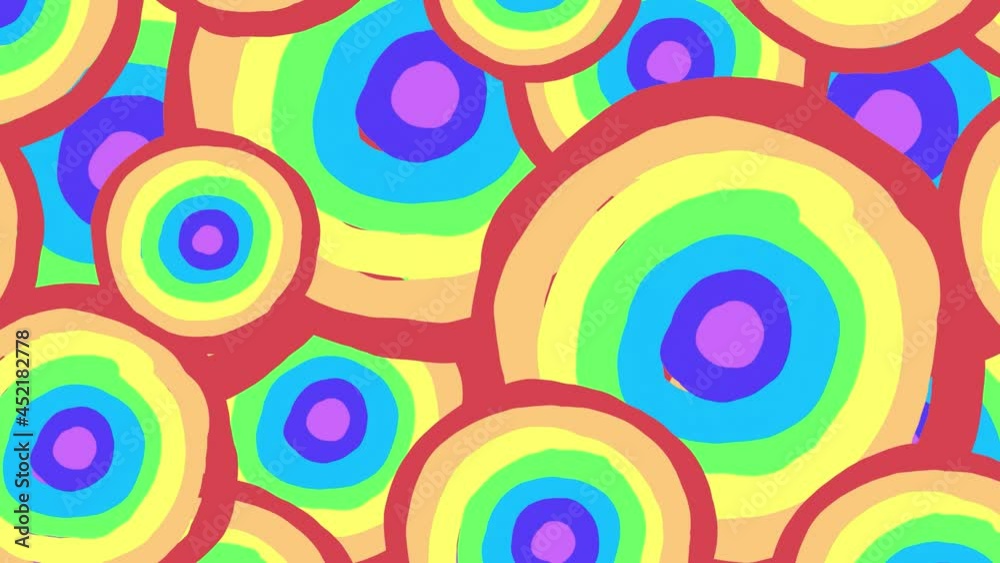 Animated composition of concentric circles with the colors of the LGBTQ + rainbow. Animated composition of concentric circles with the colors of the LGBTQ + rainbow.