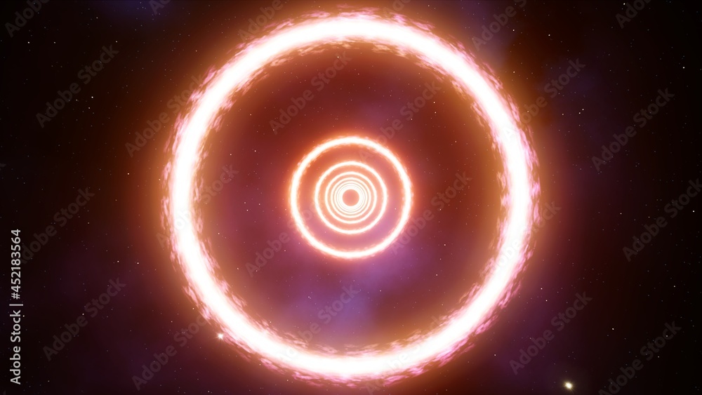 Fototapeta premium Glowing Fire Circle Light in Space