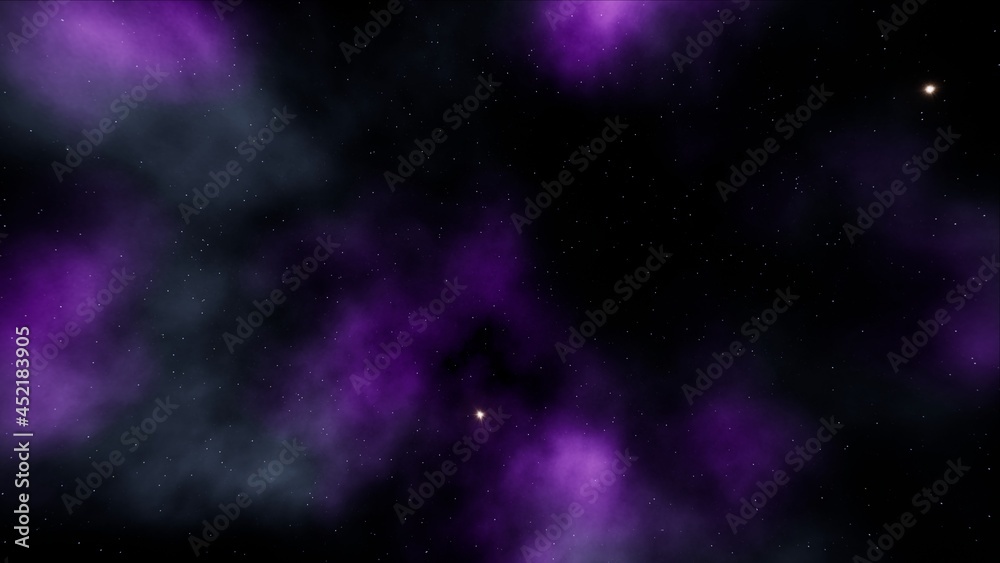Purple Nebula Energy with Many Stars in the Space