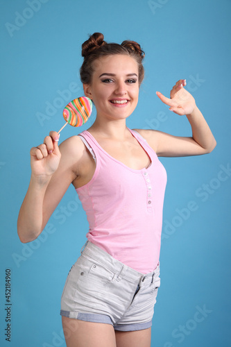 young woman with candy