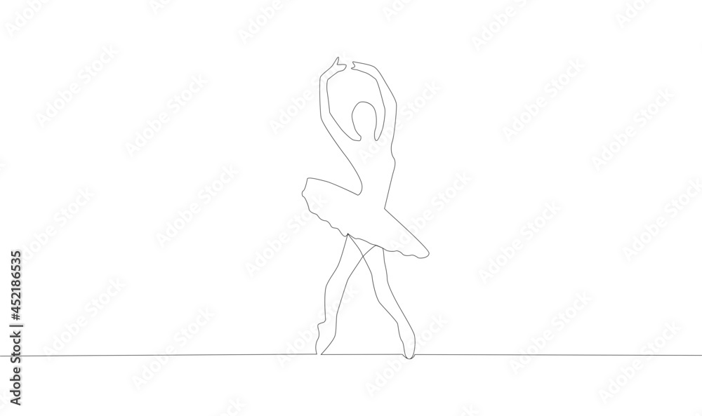 Self drawing of continuous line drawing of woman ballet dancer. Self drawing of continuous line drawing of woman ballet dancer.