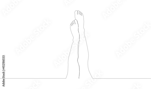 continuous line drawing of naked women legs. One line drawing abstract feet. minimalist contour