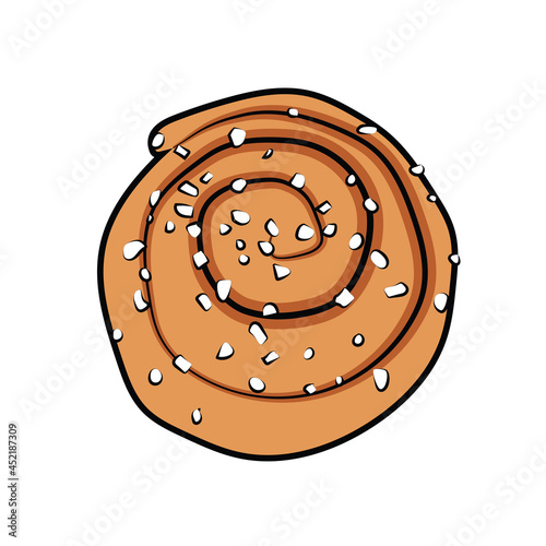 Swedish style cinnamon bun roll illustration vector