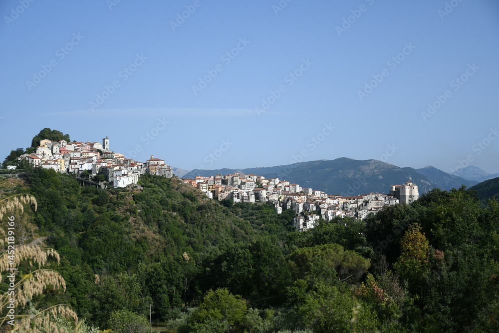 Panoramic view of Rivello, a medieval town in the Basilicata region, Italy.	