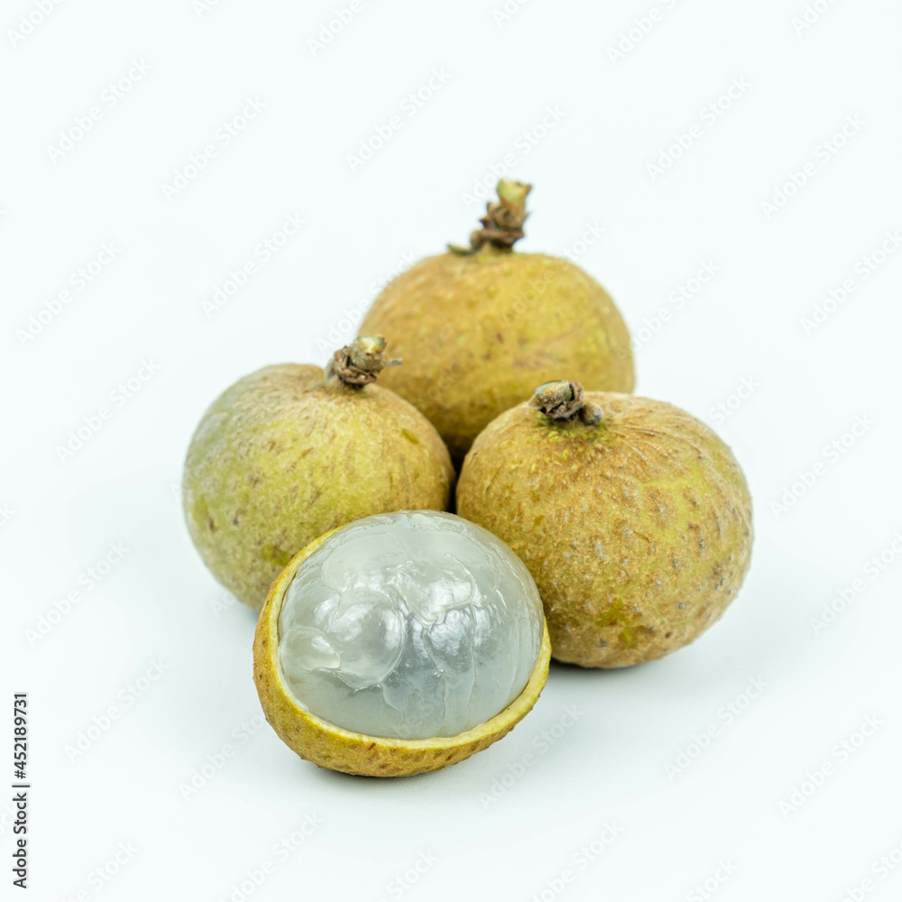 Close-up view of Fresh longan fruit isolated on white background Close-up view of Fresh longan fruit isolated on white background