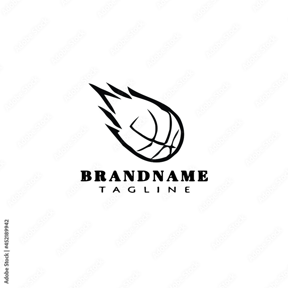 basketball on fire cartoon logo icon design template black isolated vector basketball on fire cartoon logo icon design template black isolated vector