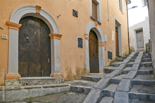 A street in the historic center of Rivello  a medieval town in the Basilicata region  Italy. 