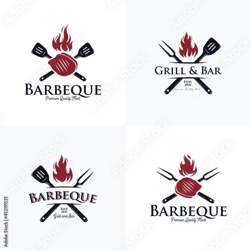 Collection of Barbecue and Steakhouse logo set