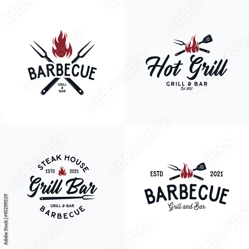 Collection of Barbecue and Steakhouse logo set
