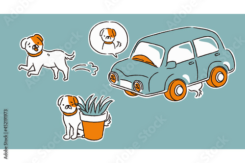 脱走して隠れる犬（シンプル）