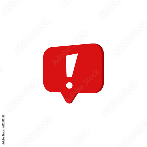 Obraz na płótnie Speech bubble with exclamation mark. Red attention sign icon. Hazard warning symbol. w salonie