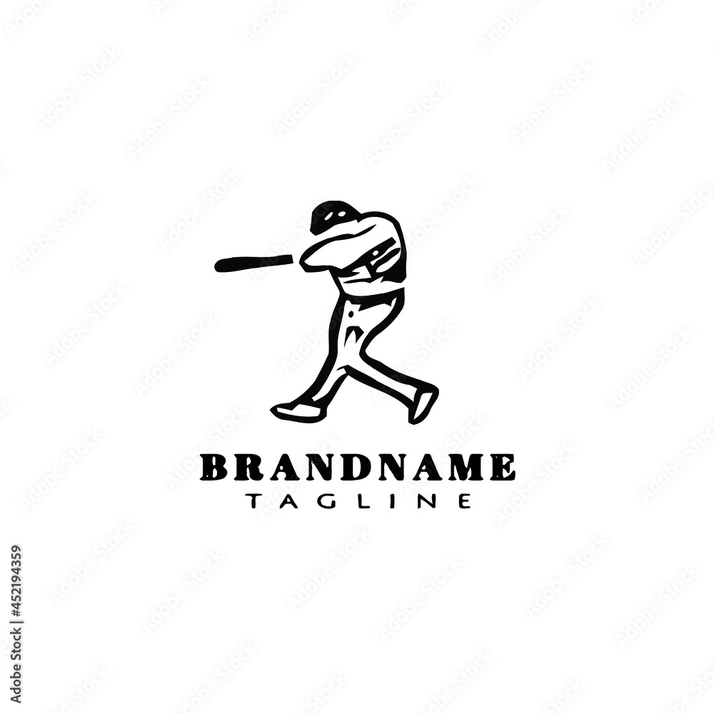 baseball player logo cartoon icon design template isolated vector illustration