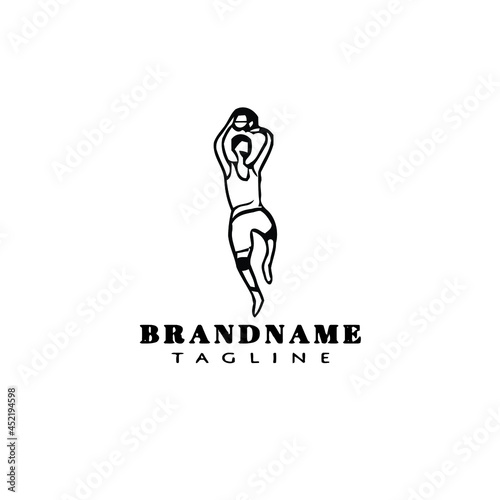 basketball player logo cartoon icon design template isolated black illustration