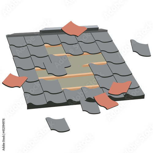 屋根瓦のイラスト素材　　住宅の修理 補修　改築のベクター