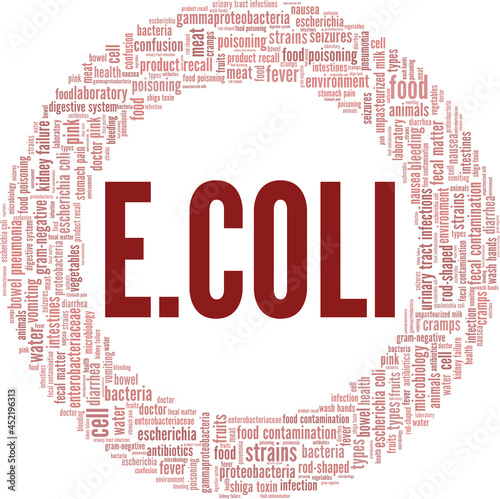 Escherichia Coli vector illustration word cloud isolated on a white background.