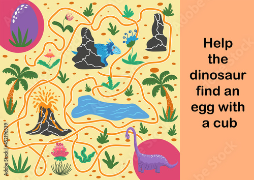 Help dino mom to find their egg - kid learning game with maze