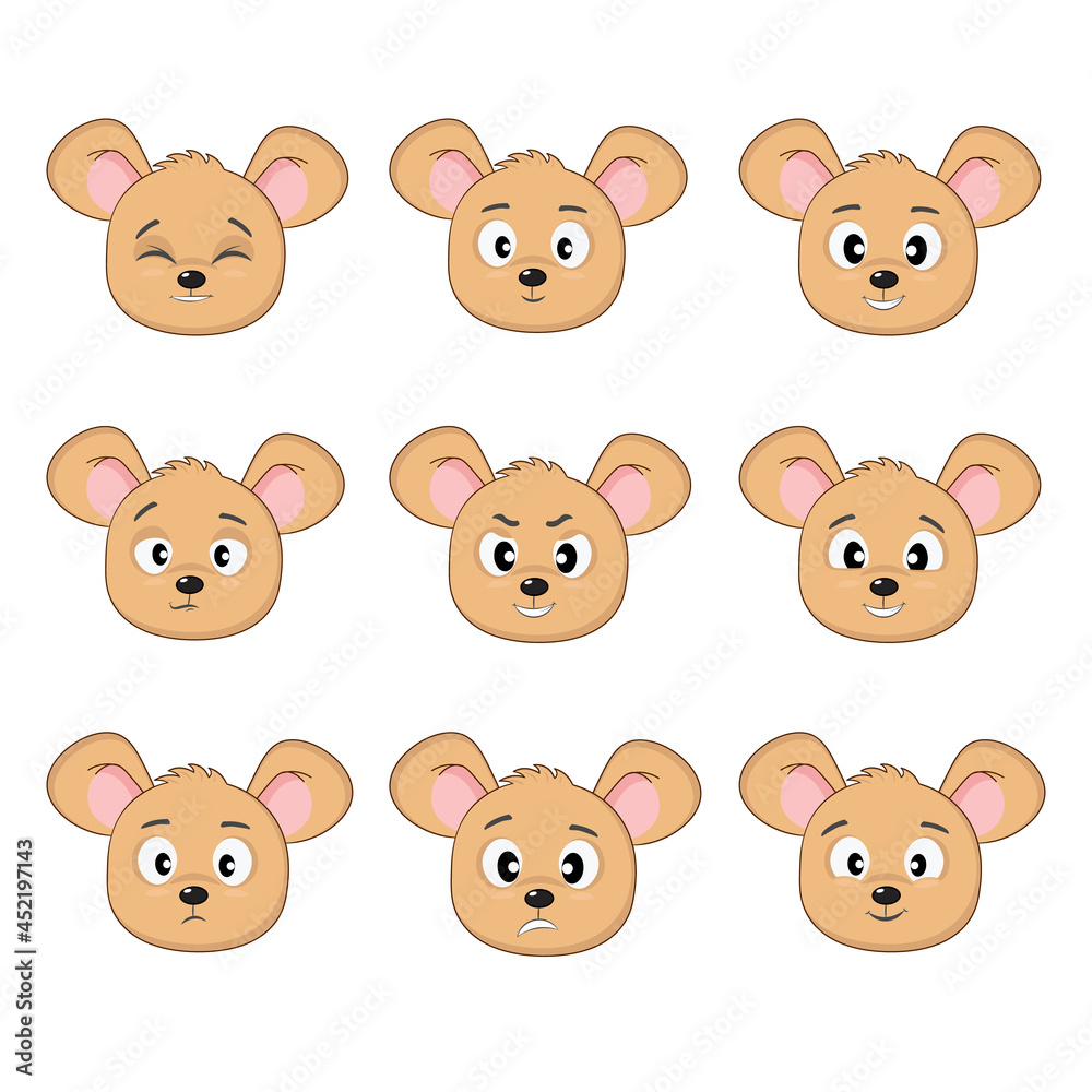Set of cute mouse expressions Set of cute mouse expressions