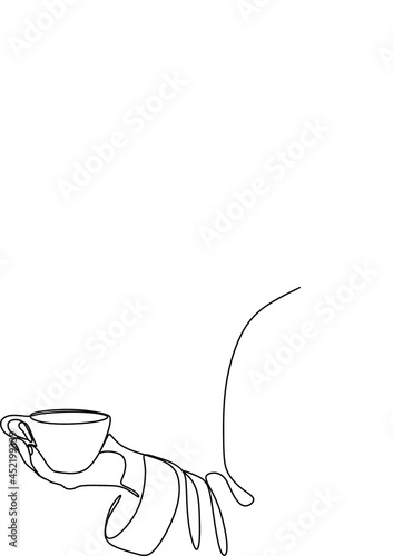 Barista, woman with coffee line art