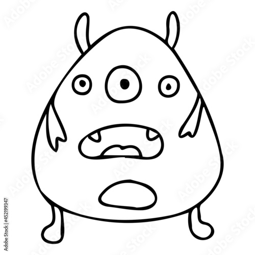 Monster doodle coloring book page