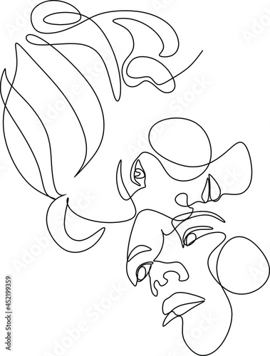 Couple line art. Man and woman one line drawing vector. Abstract minimal elegant logo