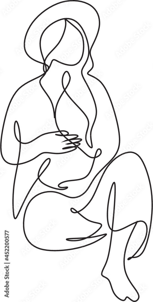 One line drawing of Happy pregnant woman, silhouette picture of mother. Vector illustration simplicity design.
One line drawing of Happy pregnant woman, silhouette picture of mother. Vector illustration simplicity design.