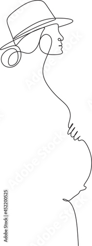 One line drawing of Happy pregnant woman, silhouette picture of mother. Vector illustration simplicity design.
