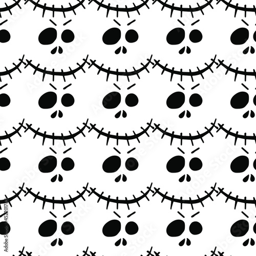 Vector pattern of scary faces. Scary pattern.