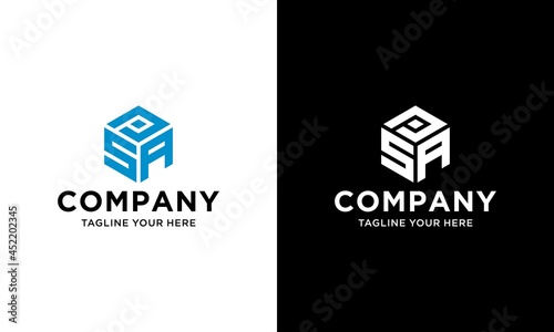 letter PSA hexagon logo vektor icon template