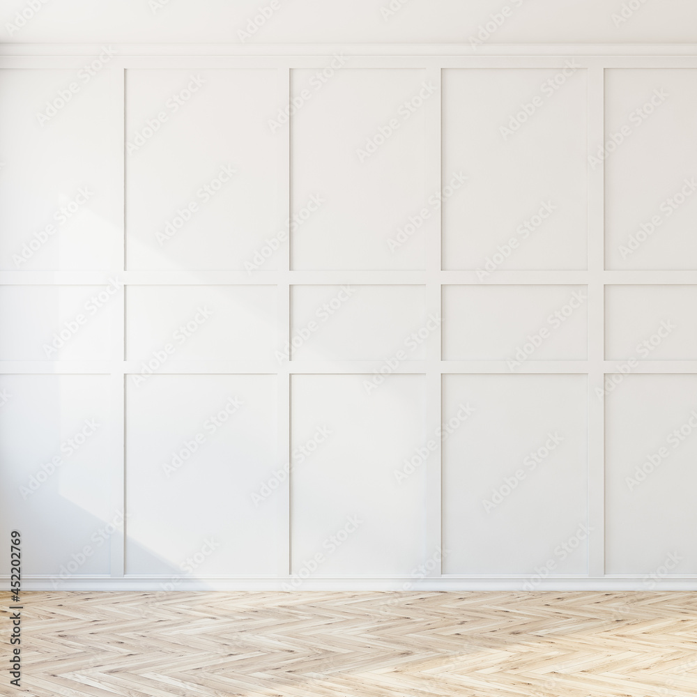 Living room interiror with white empty blank wall