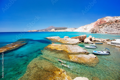 Fototapeta Naklejka Na Ścianę i Meble -  Idyllic beach on Milos island in Greece