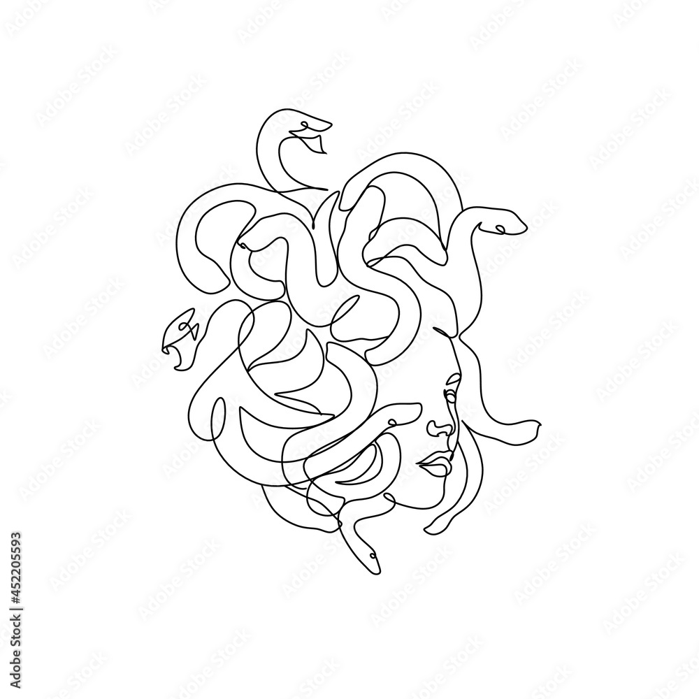 Fototapeta premium Medusa Head Line Art Vector drawing