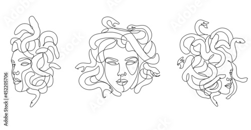 Medusa Head Line Art Vector drawing photo