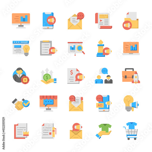 Set of Marketing icons with flat style.