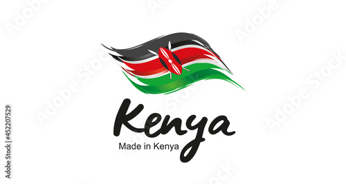Made in Kanya handwritten flag ribbon typography lettering logo label banner