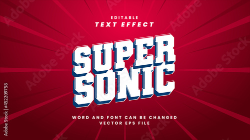 Super sonic editable text effect in modern 3d style