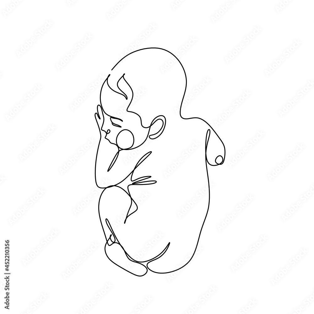 one-line-drawing-illustration-of-a-baby-vectorabstract-minimalist-line