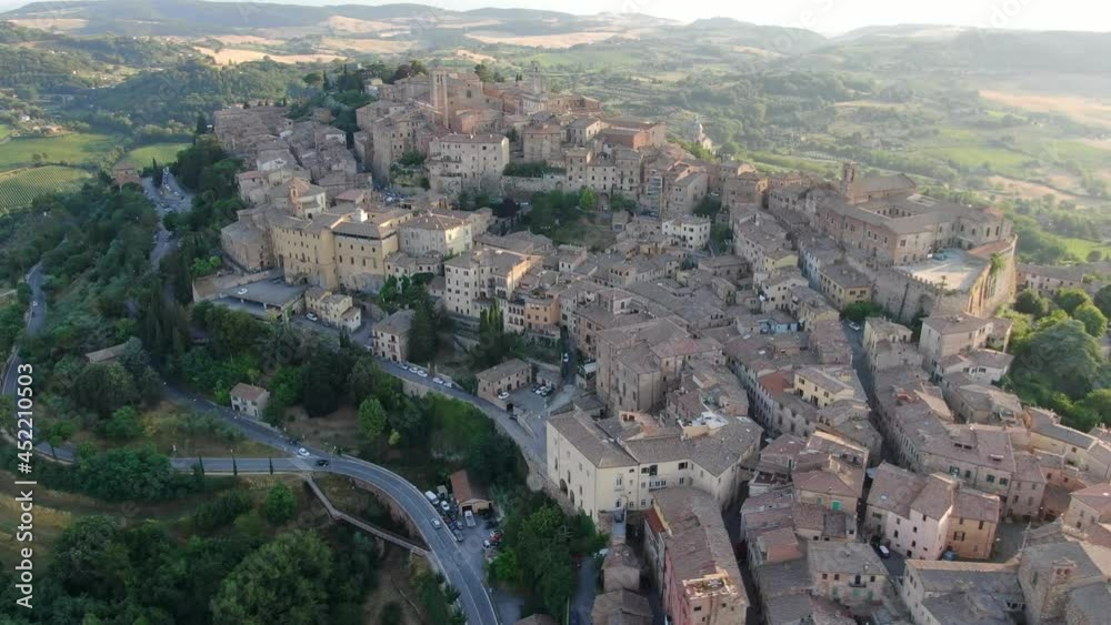 Aerial view of Montepulciano town near Siena in Tuscany, Italy, Europe Aerial view of Montepulciano town near Siena in Tuscany, Italy, Europe