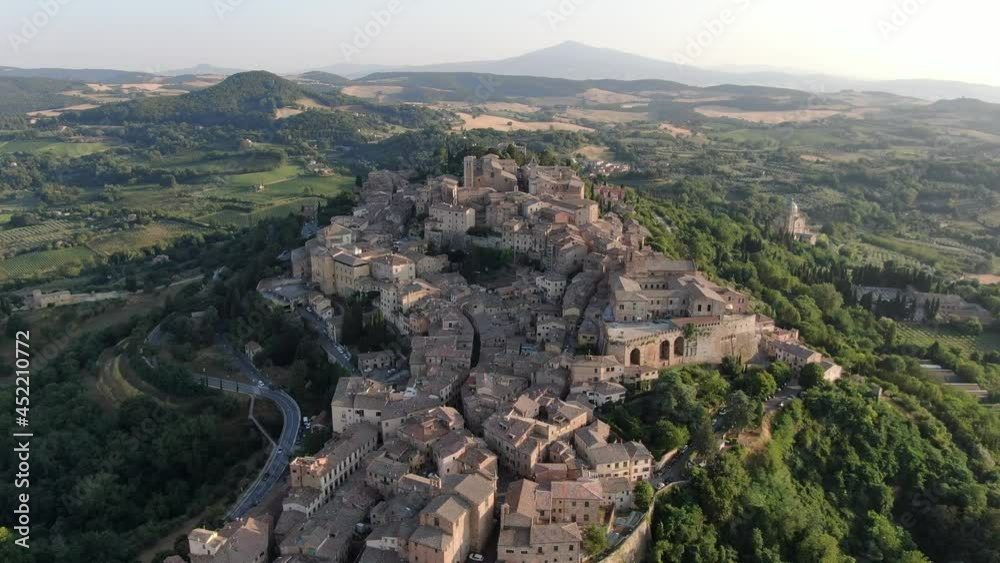 Aerial view of Montepulciano town near Siena in Tuscany, Italy, Europe Aerial view of Montepulciano town near Siena in Tuscany, Italy, Europe