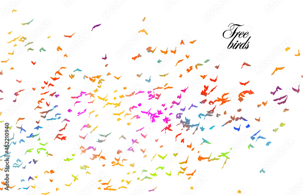 Obraz premium A flock of colorful birds. Vector illustration