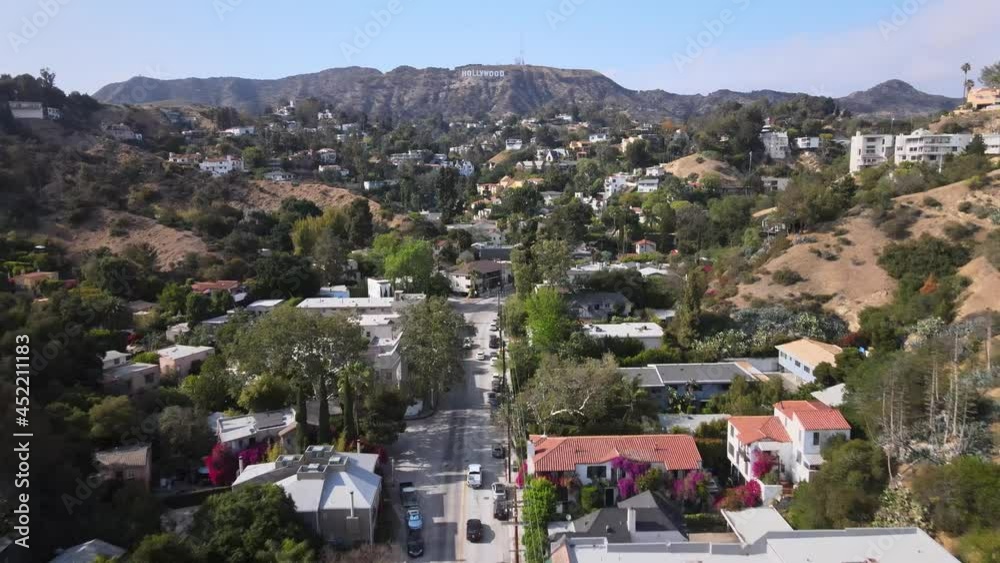 Hollywood Sign and Neighbourhood Drone Aerial View