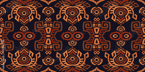 Abstract Ethnic Vector Seamless Pattern. Trendy boho tile. African textile design. Scandinavian ornament. Perfect for wallpaper, cloth, wrapping paper and other endless fill.