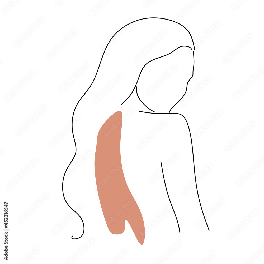 Obraz premium Abstract Line Illustration, Minimal Face Drawing In Lines, Printable Yellow Fashion Sketch, Drawn Female Portrait, Minimalist Woman Art.