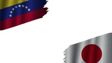 Japan and Venezuela Flags Together, Wavy Fabric Texture Effect, Obsolete Torn Weathered, Crisis Concept, 3D Illustration