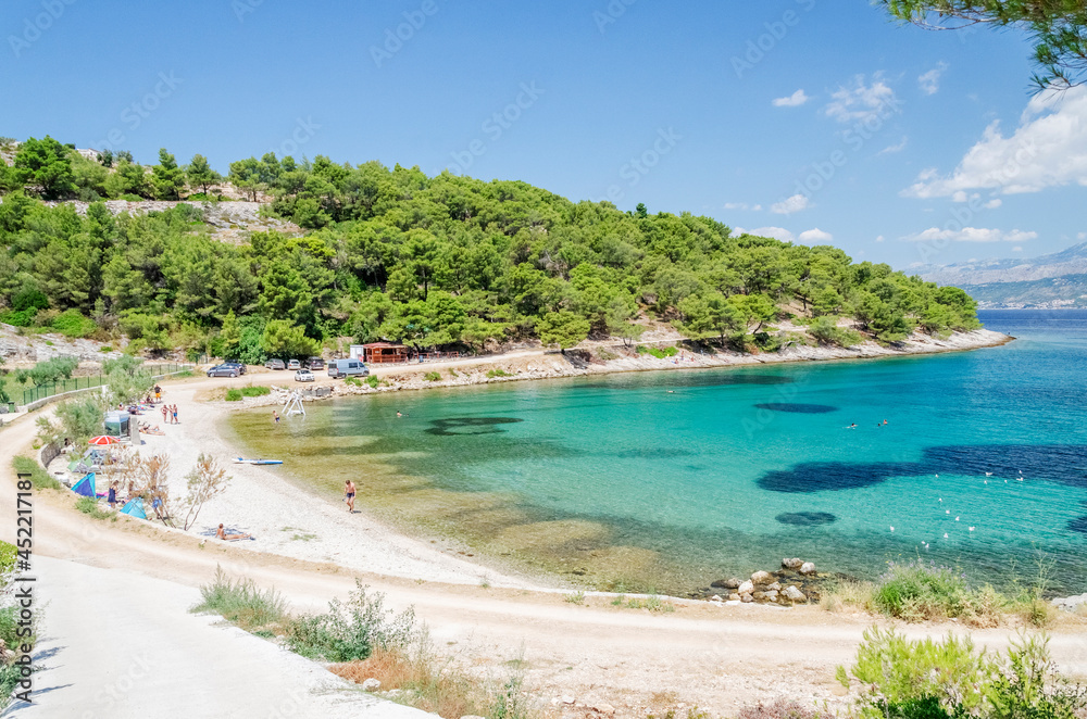 Picturesque beach nearby Postira on the north coast of Brac island in Croatia