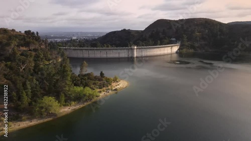 Hollywood Hills Reservoir Los Angeles Drone Aerial View